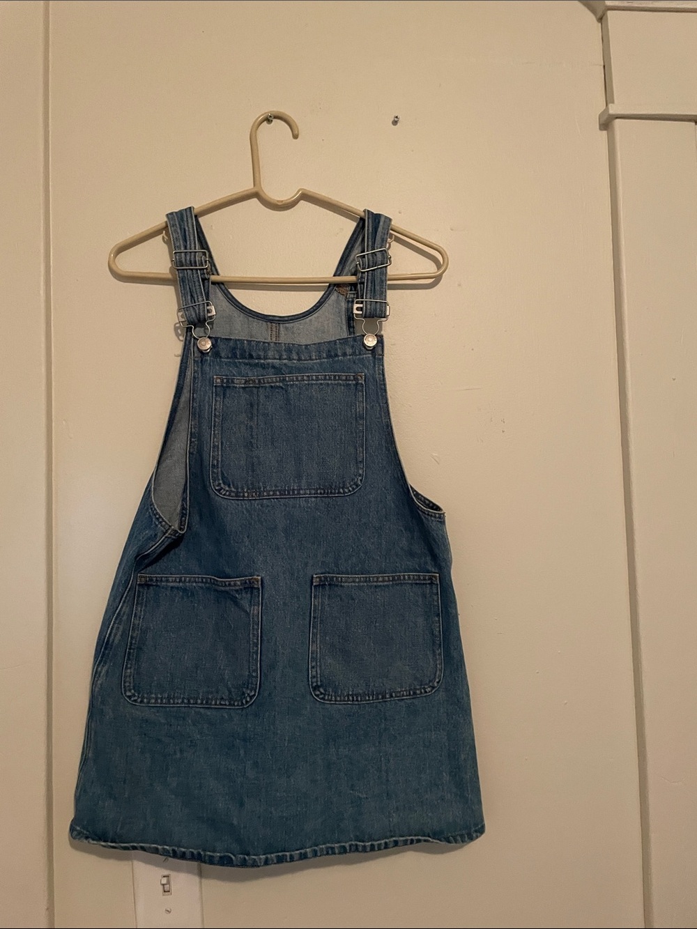 Madewell Light Blue Denim Mini Dress with Label Detail